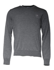Dolce & Gabbana Dark Gray Wool Crew Neck Pullover Sweater - IT50 | L - Sweaters