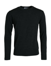 Dolce & Gabbana Dark Gray Wool Crew Neck Pullover Sweater - Sweaters