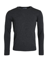 Dolce & Gabbana Dark Gray Wool Crew Neck Pullover Sweater - Sweaters