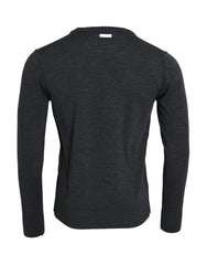 Dolce & Gabbana Dark Gray Wool Crew Neck Pullover Sweater - Sweaters