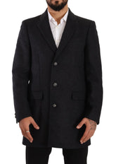 Dolce & Gabbana Dark Gray Wool Over Trench Coat Men Jacket - IT50 | L - Trench Coats