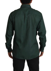 Dolce & Gabbana Dark Green Button Down Long Sleeves Shirt - IT41 | L - Shirts