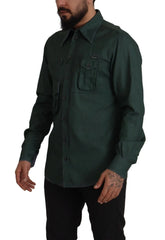 Dolce & Gabbana Dark Green Button Down Long Sleeves Shirt - IT41 | L - Shirts
