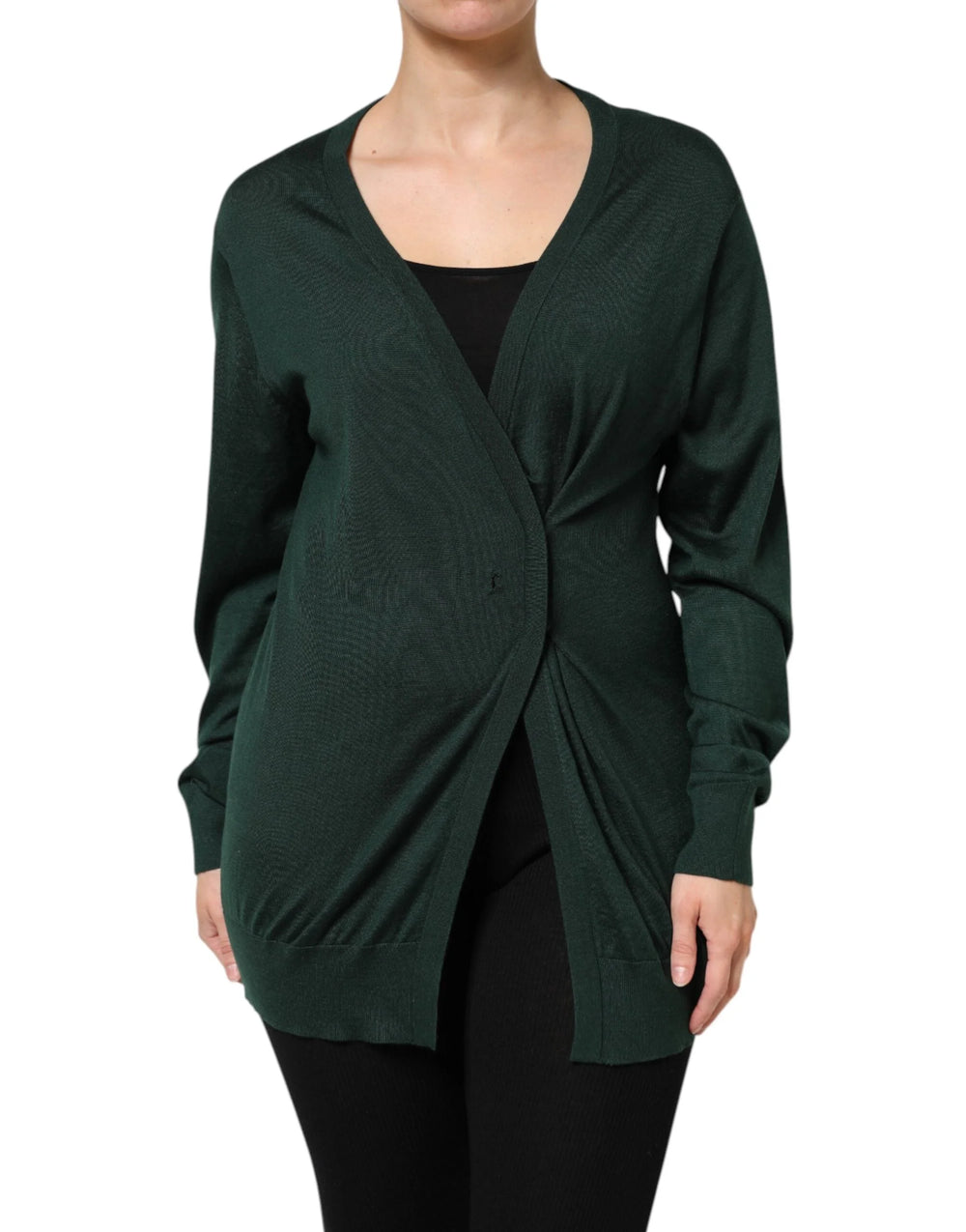 Dolce & Gabbana Dark Green Cashmere Silk Cardigan Sweater - IT44 | L - Cardigans