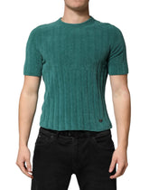 Dolce & Gabbana Dark Green Cotton Blend Men Crew Neck T-shirt - IT48 | M