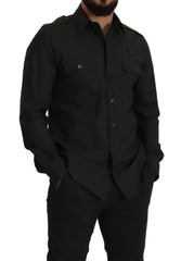 Dolce & Gabbana Dark Green Cotton Slim Fit Casual Men Shirt - IT40 | M - Shirts