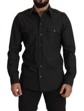 Dolce & Gabbana Dark Green Cotton Slim Fit Casual Men Shirt - IT40 | M - Shirts
