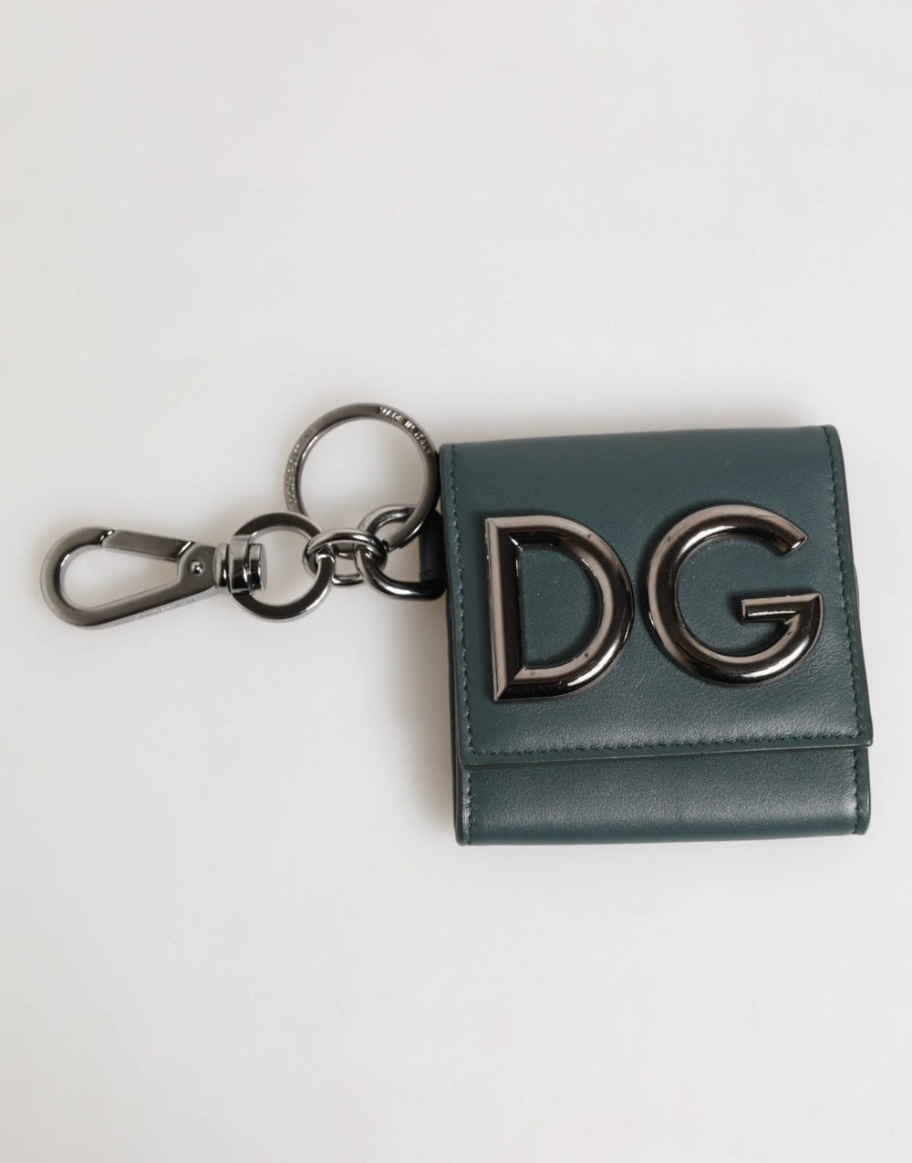 Dolce & Gabbana Dark Green Leather DG Logo Coin Purse Bag Charm Wallet - Keychains