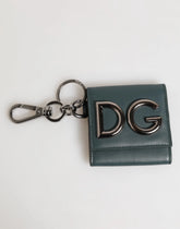 Dolce & Gabbana Dark Green Leather DG Logo Coin Purse Bag Charm Wallet - Keychains