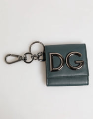 Dolce & Gabbana Dark Green Leather DG Logo Coin Purse Bag Charm Wallet - Keychains