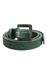 Dolce & Gabbana Mørkegrønn Lærbelt med Sølvmetall Spenne – 75 cm / 29,5 tommer