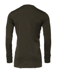 Dolce & Gabbana Dark Green Long Sleeves Crew Neck T-shirt - IT48 | M - T-Shirts