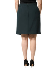 Dolce & Gabbana Dark Green Mid Waist Pencil Cut Mini Skirt - IT46|XL