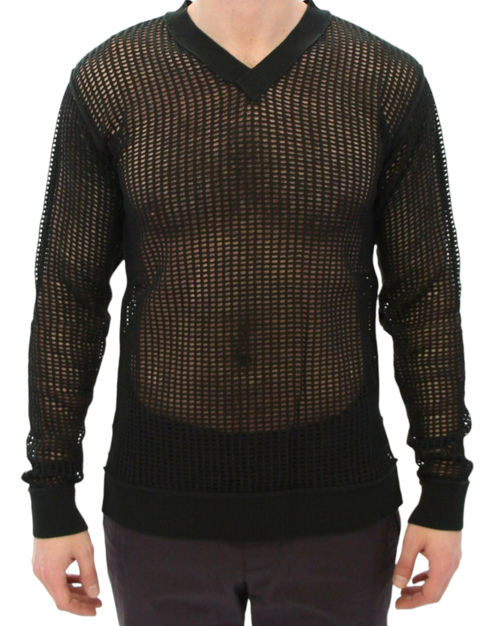 Dolce & Gabbana Dark Green Runway Netz Pullover Netted Sweater - IT46 | S - Sweaters