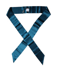 Dolce & Gabbana Dark Green Satin Silk Skinny Foulard Scarf - Scarves & Shawls