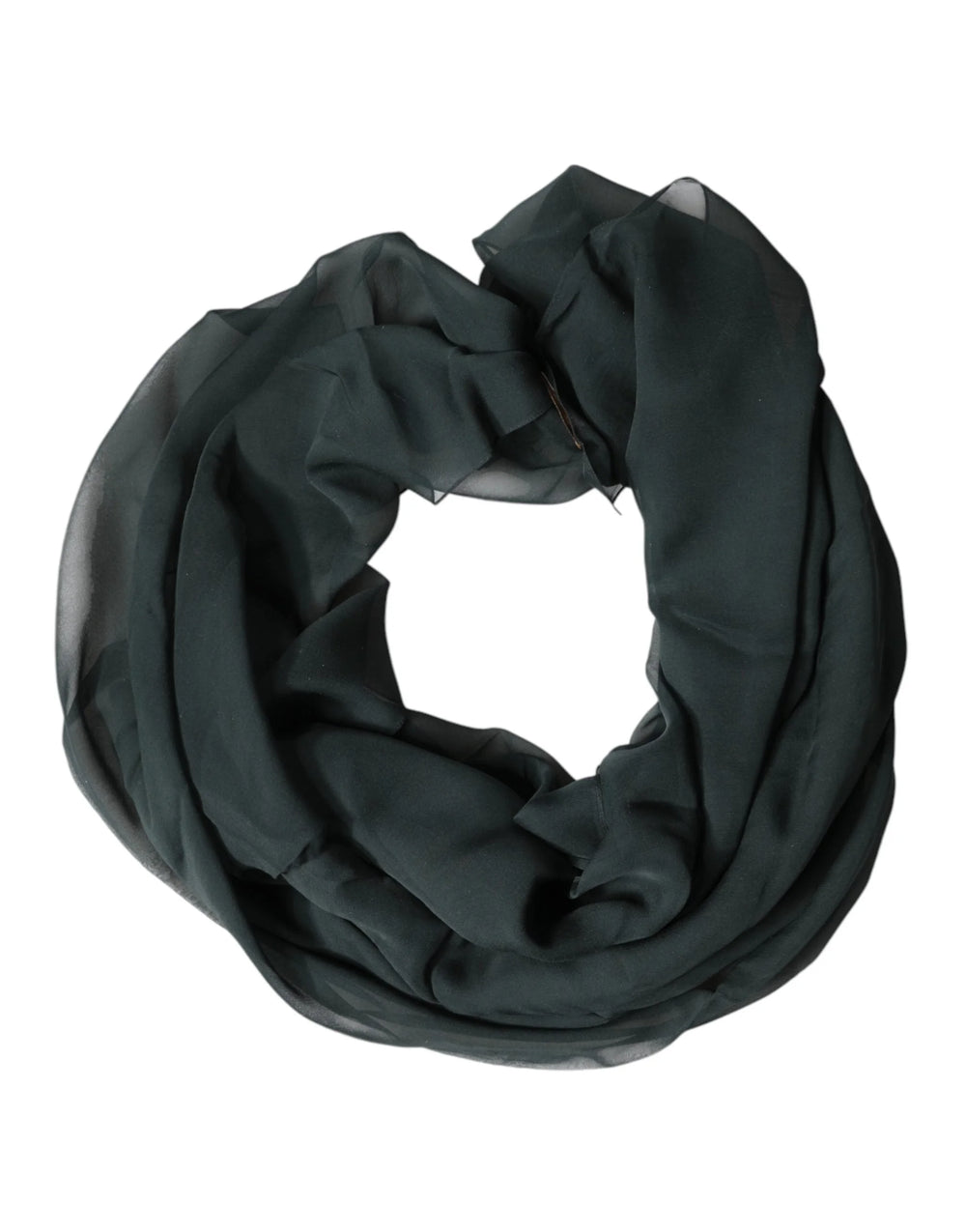 Dolce & Gabbana Dark Green Silk Neck Wrap Foulard Scarf