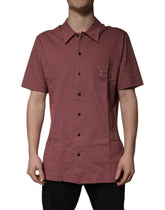Dolce & Gabbana Dark Pink Button Down Casual Polo Men Shirt - Polos