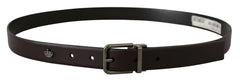 Dolce & Gabbana Dark Purple Leather Box Borchia Metal Buckle Belt - 90 cm / 36 Inches - Belts