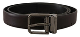 Dolce & Gabbana Dark Purple Leather Box Borchia Metal Buckle Belt - 90 cm / 36 Inches - Belts