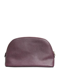 Dolce & Gabbana Dunkelviolettes Leder-DG-Logo Geldbörse mit Reißverschluss