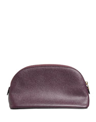 Dolce & Gabbana Portefeuille-sac à main zippé en cuir violet foncé avec logo DG