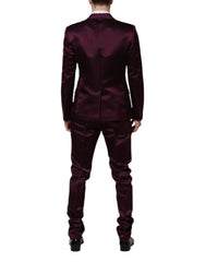 Dolce & Gabbana Dark Purple Silk 3Piece Single Breasted Suit - Tuxedos