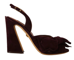 Dolce & Gabbana Dark Purple Suede Ankle Strap Sandals Shoes - EU39/US8.5 - Sandals