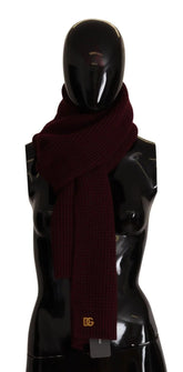 Dolce & Gabbana Dark Red Cashmere Logo Wrap Shawl Knitted Scarf - Scarves & Shawls