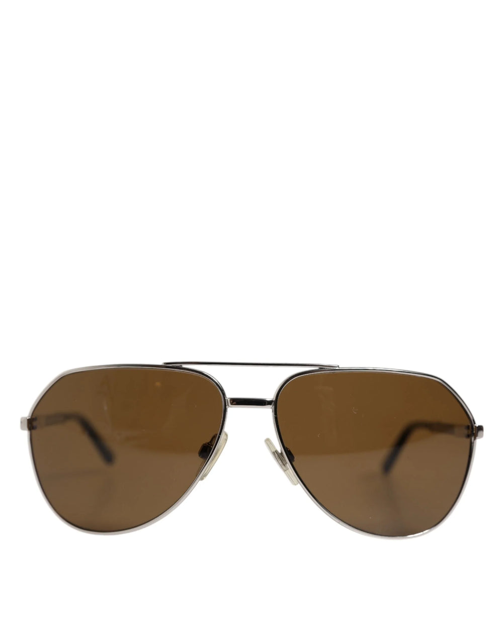 Dolce & Gabbana DG2073 Silver Steel Classic Pilot Brown Lens Sunglasses - Sunglasses