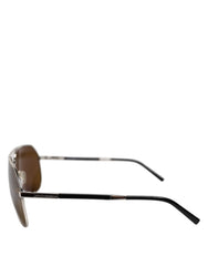 Dolce & Gabbana DG2073 Silver Steel Classic Pilot Brown Lens Sunglasses - Sunglasses