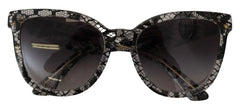 Dolce & Gabbana DG4190 Black Lace Acetate Crystal Round Sunglasses