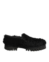 Dolce & Gabbana Dress Black Fur Leather Slippers Men Shoes - Slippers
