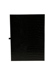 Dolce & Gabbana Elegant Black Leather Logo Plaque Holder Catalogue Case - Padfolios