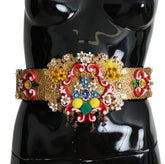 Dolce & Gabbana Embellished Floral Crystal Wide Waist Golden Belt - IT42|M - Belts