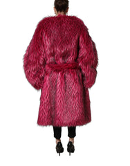 Dolce & Gabbana Fuchsia Belted Faux-Fur Trench Coat Jacket - IT44 | L