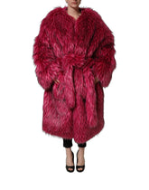 Dolce & Gabbana Fuchsia Belted Faux-Fur Trench Coat Jacket - IT44 | L