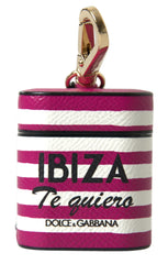 Dolce & Gabbana Fuchsia Dauphine Leather Logo Airpods Case - Headphone Carrying Cases