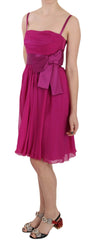Dolce & Gabbana Fuchsia Pink Bow Silk Sleeveless Dress - IT38|XS - Dresses