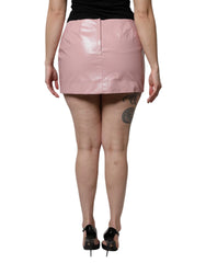 Dolce & Gabbana Glossy Pink Cotton High Waist Mini Skirt - Skirts