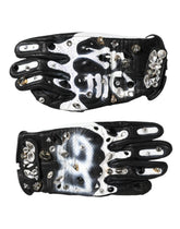 Dolce & Gabbana Gloves Black White Crystal Wrist Length Mitten Gloves - 7|S - Gloves & Mittens