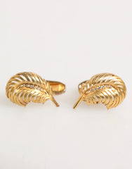 Dolce & Gabbana Gold 925 Sterling Silver Crystal Leaf Accessory Cufflink - Cufflinks