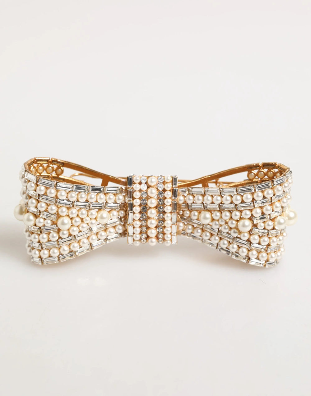 Dolce & Gabbana Gold Brass Glas Crystal Faux Pearl Embellished Brooch - Brooches & Lapel Pins