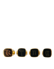Dolce & Gabbana Gold Brass KING Enamel Set of 4 Ring - Rings