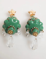 Dolce & Gabbana Gold Brass Multicolour Christmas Tree Earrings