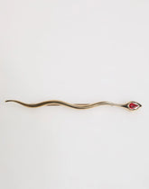 Dolce & Gabbana Gold Brass Red Crystal Spilla Serpente Mens Brooch Pin - Brooches & Lapel Pins