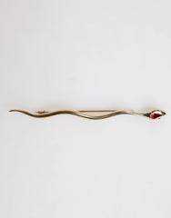 Dolce & Gabbana Gold Brass Red Crystal Spilla Serpente Mens Brooch Pin - Brooches & Lapel Pins