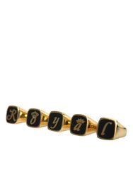 Dolce & Gabbana Gold Brass ROYAL Enamel Set of 5 Ring - Rings