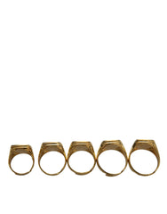 Dolce & Gabbana Gold Brass ROYAL Enamel Set of 5 Ring - Rings