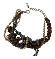 Dolce & Gabbana Gold Brass Sicily Floral Crystal Statement Necklace