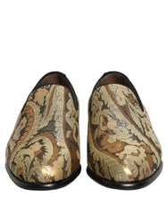 Dolce & Gabbana Gold Brocade Slip On Men Dress Loafers Shoes - EU43/US10
